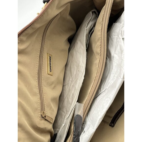 Giani Bernini Classy Ostrich-Embossed Dome Satchel Brown Handbag Purse New - Picture 9 of 9